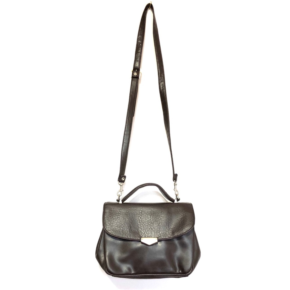 Dark Brown is Patent Leather Crossbody Bag. SZ S. Classy